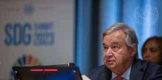 Generalsekretær António Guterres holder afsluttende bemærkninger til SDG-topmødet 2023.