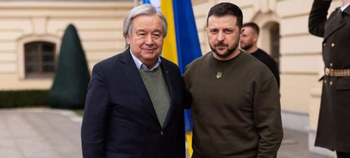 UN Photo/Vitalii Ukhov UN-Generalsekretär António Guterres hat die Ukraine in weniger als einem Jahr dreimal besucht.