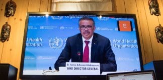 WHO Director-General Tedros Adhanom Ghebreyesus briefs virtually on the COVID-19 pandemic in Geneva.