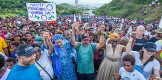 The UN Deputy Secretary-General, Amina Mohammed (center left) joins a march in support of International Women's Day in Port Moresby in Papua New Guinea in March 2020.