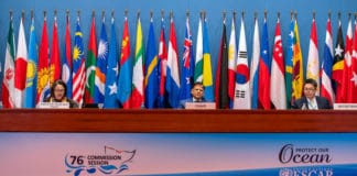 Executive Secretary Armida Alisjahbana (left) with other participants at the 76th session of the Economic and Social Commission for Asia and the Pacific (ESCAP) in Bangkok.