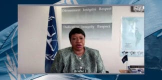 Fatou Bensouda, Chief Prosecutor of the International Criminal Court (ICC), briefs Security Council members during the open video conference in connection with the International Criminal Court and Sudan.