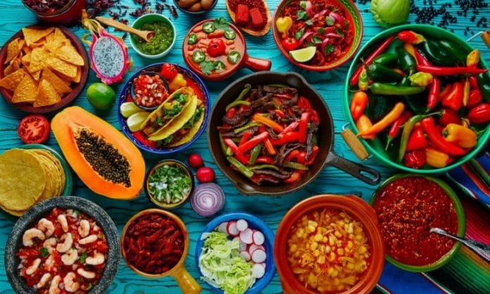 Assortment of colourful food