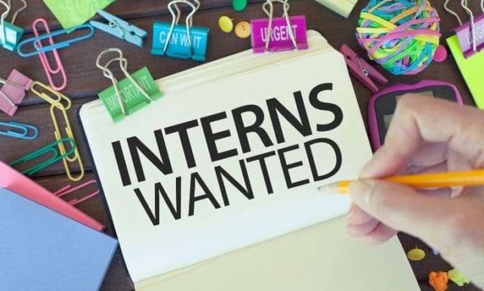 Interns wanted card