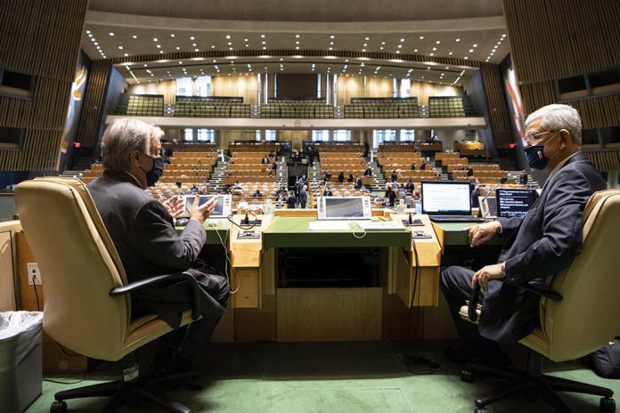 GA President and UNSG discussing at UNGA75