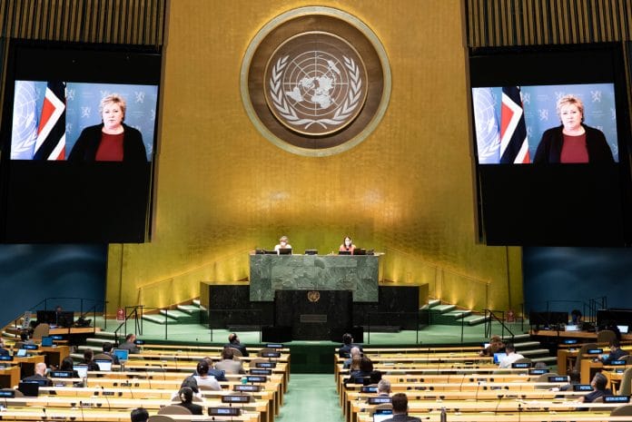 Prime Minister of Norway, addresses the general debate of the General Assembly’s seventy-fifth session