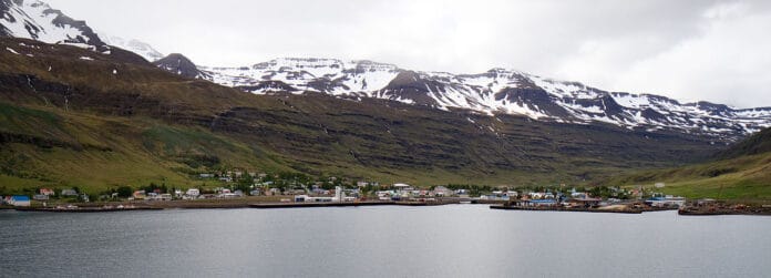 Waterfront view of Seyðisfjörður, Iceland