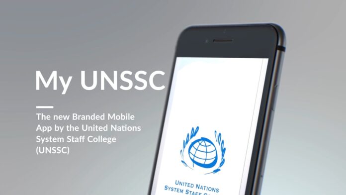 Image of mobile phone with UNSSC app running