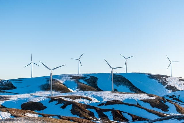 Windturbines in the snow