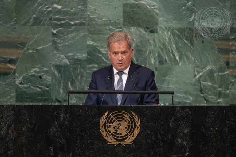 Sauli Niinistö, President of Finland, addresses the 77th General Assembly