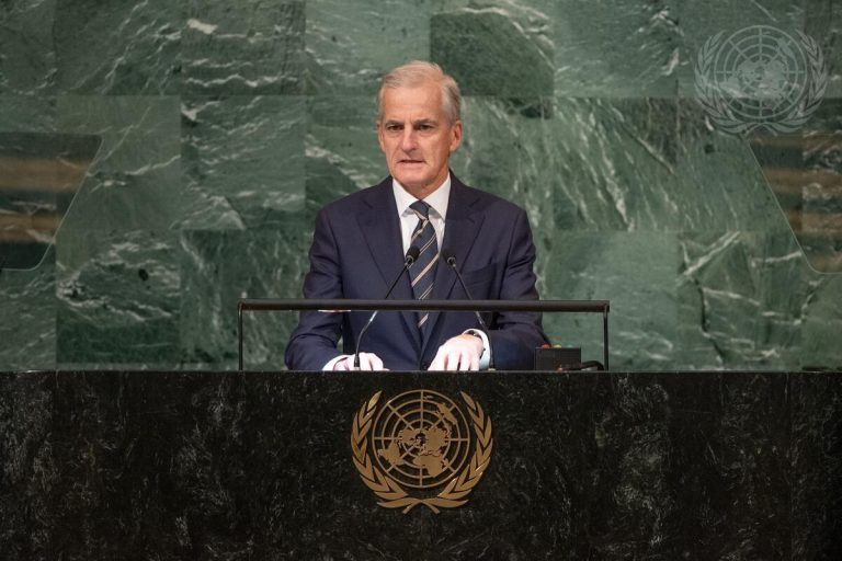 Jonas Gahr Støre, Prime Minister of Norway, addresses the general debate of the 77th Session of the General Assembly of the UN