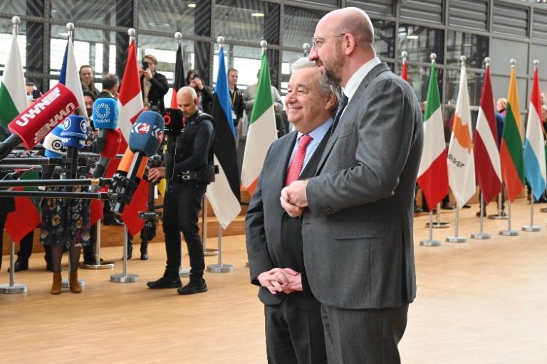 Photos from Stakeout with European Council President Charles Michel © UNRIC / Miranda Alexander-Webber