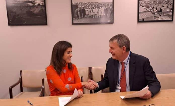 Iceland’s Foreign Minister Ms. ÞórdísKolbrún R. Gylfadóttir and UNRWA Commissioner-General Philippe Lazzarini signed a multi-year framework agreement for the years 2024-2028. (C) 2023 UNRWA Photo