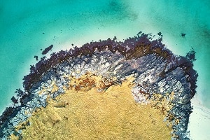 A view of an ocean from above