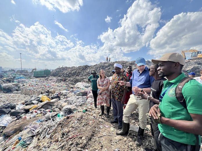 Danish environment minister Magnus Heunicke (third from right) visits a dumpsite in Kenya. Denmark has been a strong supporter of a global effort to rein in unsustainable consumption and better manage waste. Photo: Courtesy Denmark