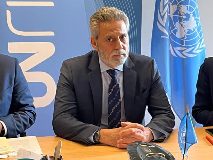 Muhannad Hadi, Resident Coordinator/Humanitarian Coordinator for Palestine, and the Deputy Special Coordinator for the Middle East Peace Process, at a Brussels press briefing, UNRIC