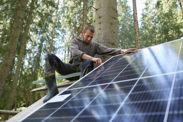 Solar panels installed in Ukraine.