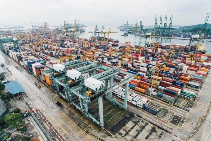 photo of docks with containers