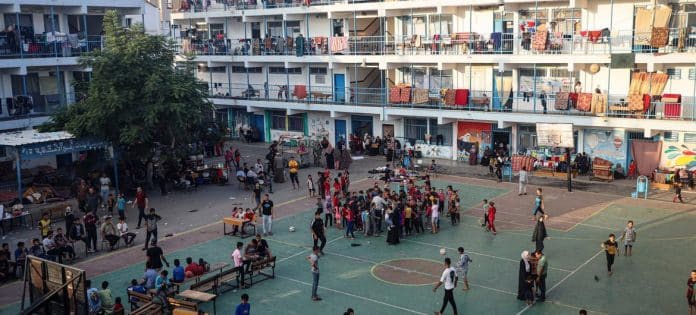 © UNICEF/Eyad El Baba Thousands of people are sheltering in UNRWA schools in Gaza after fleeing their homes.