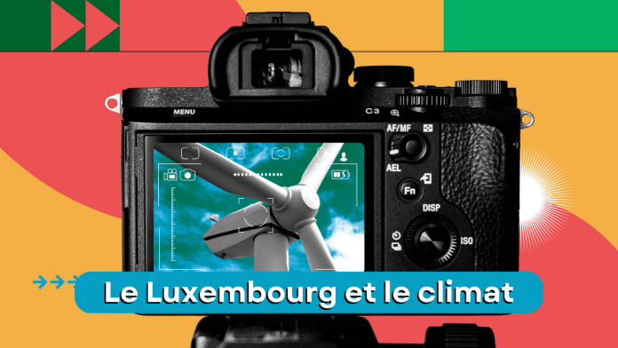 un appareil photo numérique, dans l'écran, on voit une éolienne.