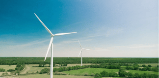 Vue d'éoliennes dans un champ