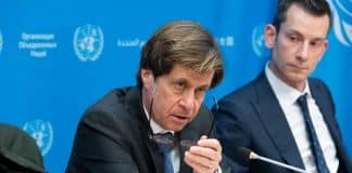 Le représentant permanent de la France auprès de l'ONU, M. Nicolas de Rivière, dont le pays assure la présidence du Conseil de sécurité en janvier.