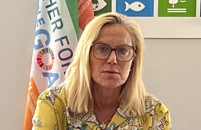 Sigrid Kaag dans les bureaux d'UNRIC le 29 août 2024