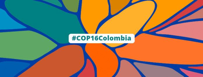 la COP 16 sur la Biodiversité s'est ouverte à Cali en Colombie. Logo officiel de la conférence.