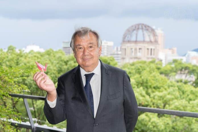 António Guterres í Hiroshima stl.laugardag.