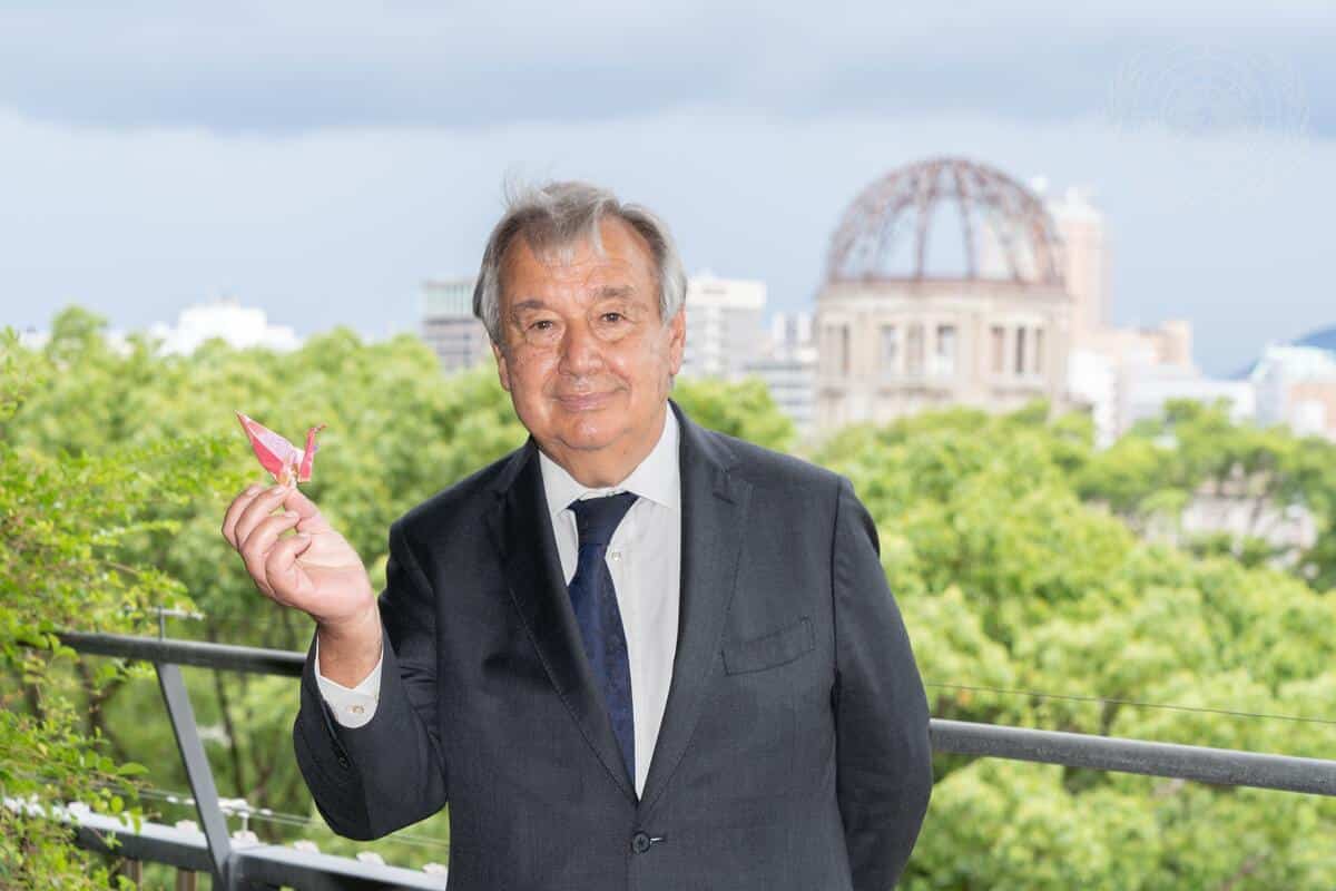 António Guterres í Hiroshima stl.laugardag.