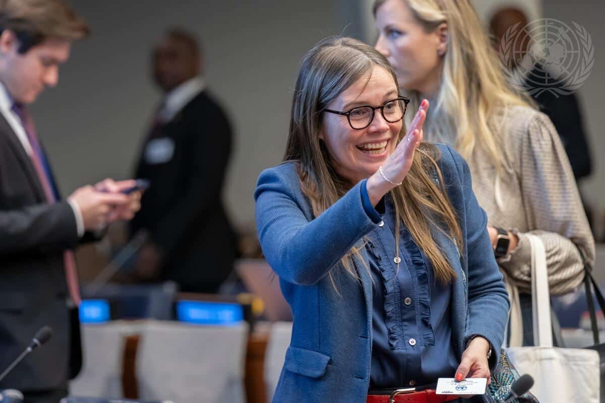 Katrin Jakobsdóttir, forsætsiráðherra á leiðtogafundinum í gær.