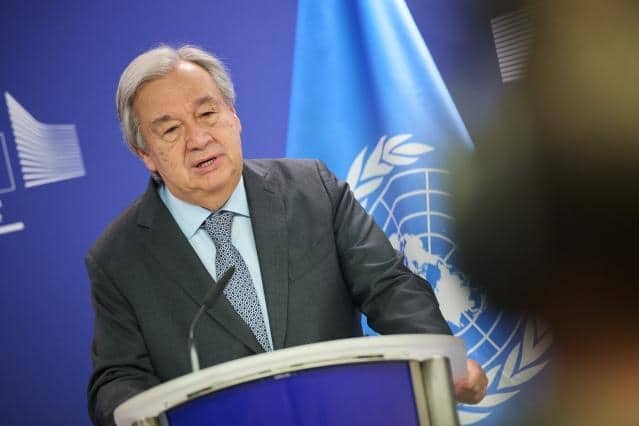 Guterres á blaðamannafundi í Brussel. Mynd:Dati Bendo/ESB