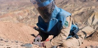 A female deminer at work in Bamyan, Afghanistan.