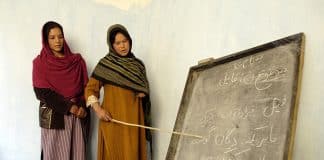 Afghan women attend literacy courses supported by the United Nations Children's Fund.