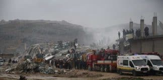 Rescue efforts are ongoing in Sarmada town, north-west Syria