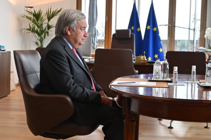 Antonio Guterres a Bruxelles, Segretario generale delle Nazioni Unite, incontra Charles MICHEL, Presidente del Consiglio europeo, i