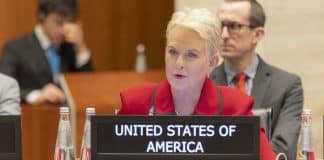 Cindy McCain, addresses the Executive Board of WFP in Rome, Italy