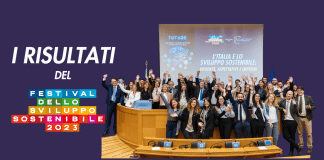 scriita "i risultati del Festival dello sviluppo sostenibile 2023" e accanto foto di un gruppo di persone in posa ad una conferenza