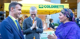 UN Photo/ Pier Paolo Cito - Amina J. Mohammed , Vice Segretario Generale delle Nazioni Unite, durante la visita alla "Coalizione dei Mercati Agricoli Mondiali per sistemi alimentari sostenibili" incontra Ettore Prandini, il Presidente nazionale di Coldiretti.