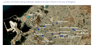 mappa delle scuole che ospitano le persone al riparo dalla tempesta Daniel in Libia