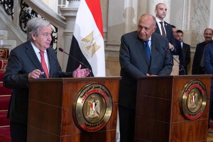 Incontro del Segretario Generale con il Ministro degli Affari Esteri Egiziano Sameh Hassan Shoukry Selim. UN Photo/Eskinder Debebe