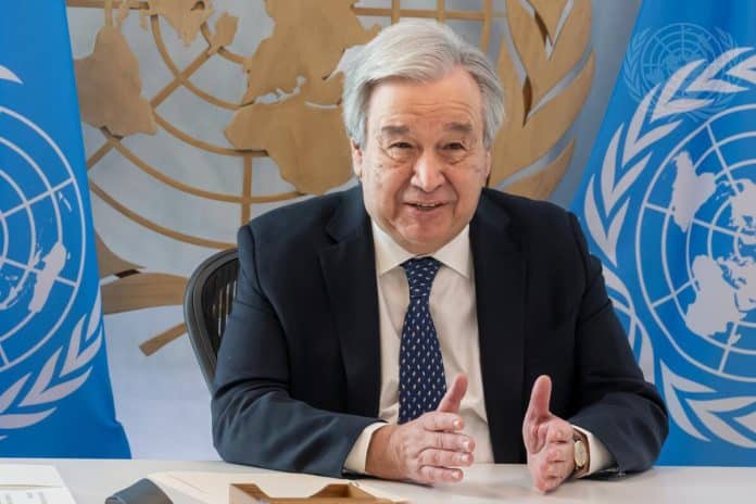 The Secretary General - Remarks to the Virtual Closing of the Global Refugee Forum. UN Photo/Mark Garten