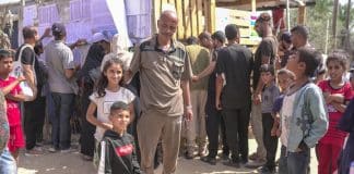 A distribution of high-energy biscuits from WFP in Gaza.