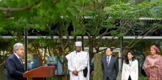 Secretary General speaks during the Peace Bell Cerimony on the occasion of the International Day of Peace 2024.