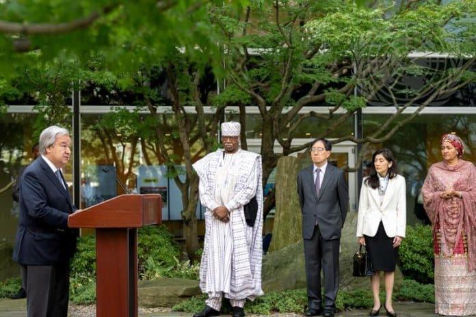 Secretary General speaks during the Peace Bell Cerimony on the occasion of the International Day of Peace 2024.