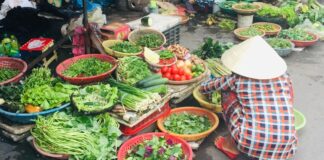 Vietnamese vrouw op markt